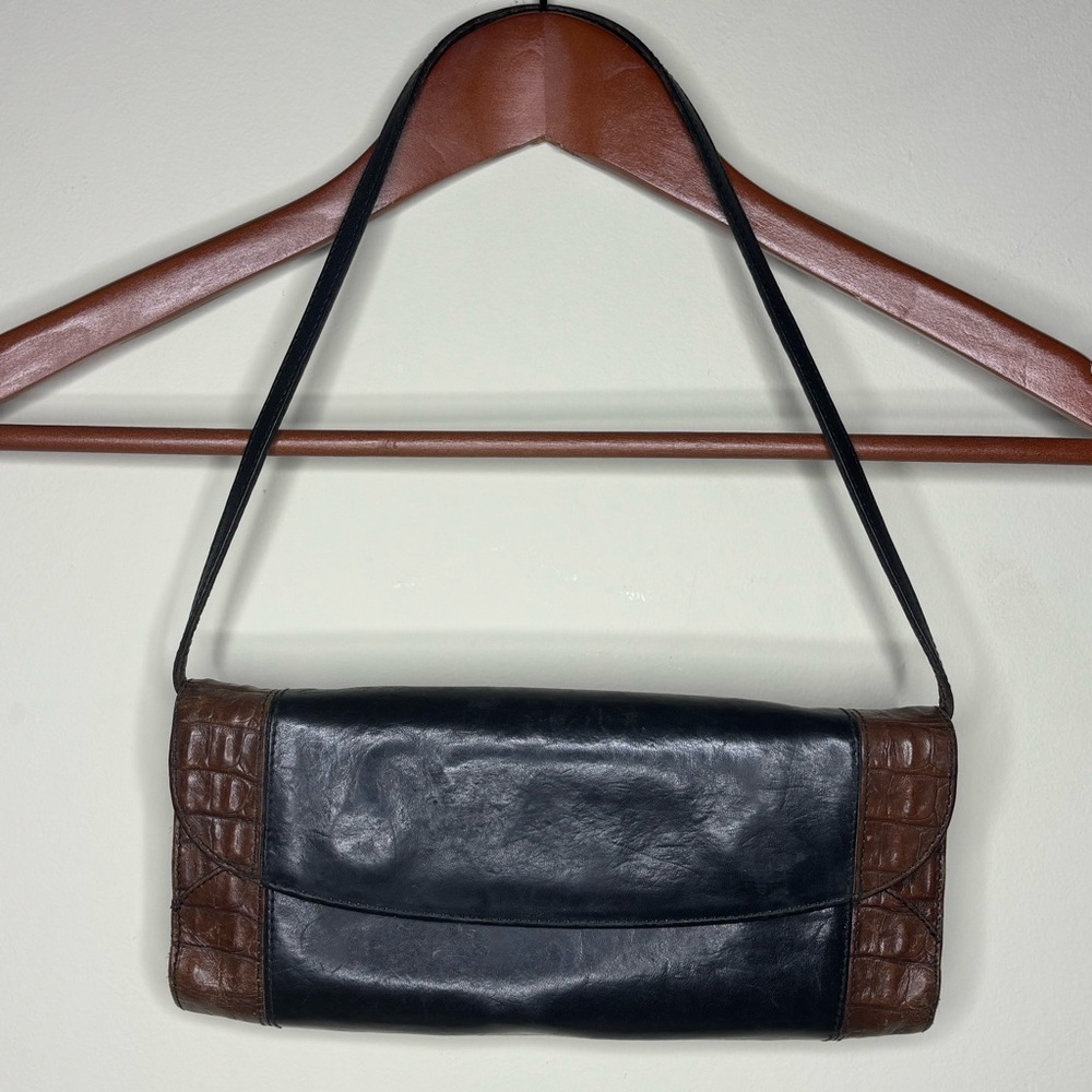 Vintage Brahmin Black and Brown Leather Clutch